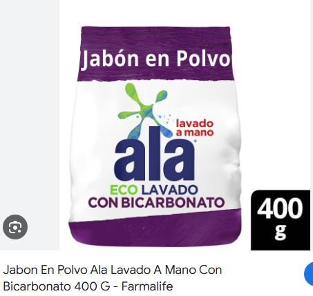 JABON EN POLVO LAVADO ALA CON BICARBONATO 400G MANO
