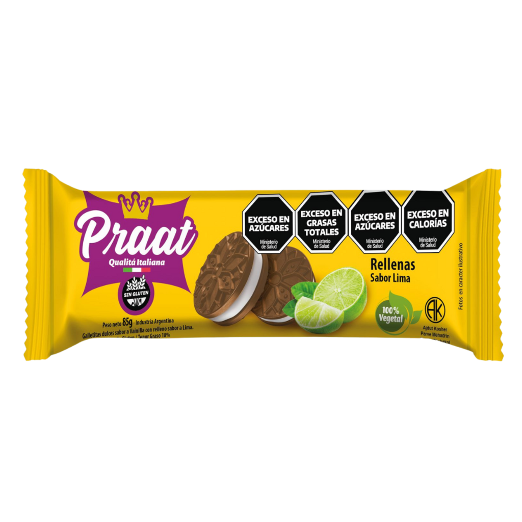 GALLETAS RELLENAS SABOR LIMA X 85 GRS PRAAT
