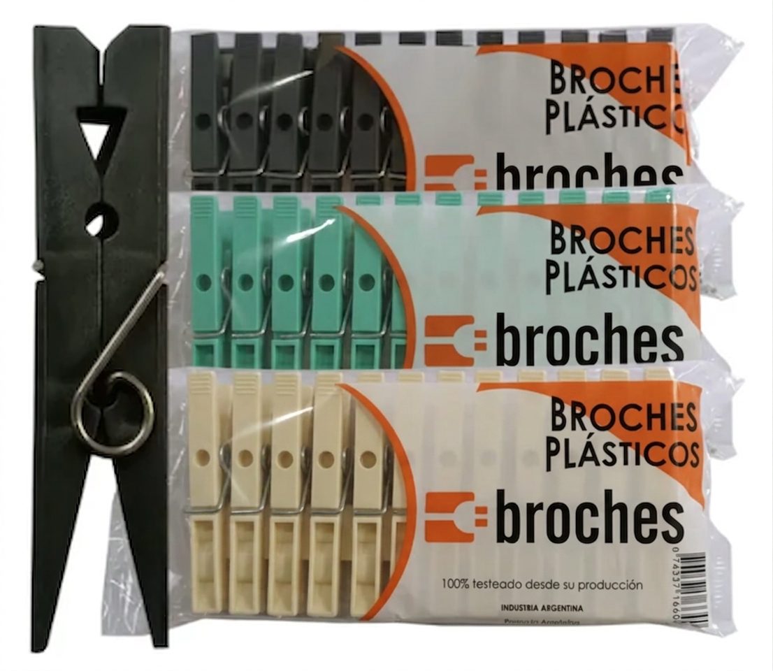 Broches de Plástico para la ropa x 12u