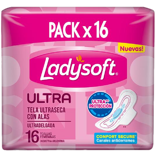 Toallitas femeninas 16u ultra seca c/ alas Ladysoft (20)