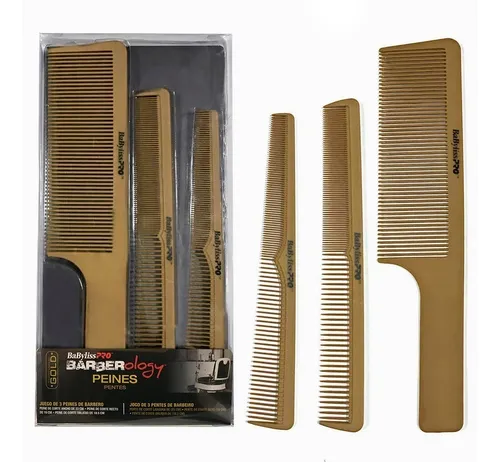 Babyliss Barberology Kit X3 Peines Gold Fibra Peluquería 3c Color Dorado