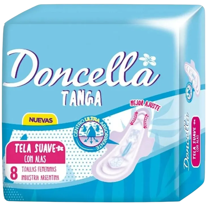 Toallitas femeninas 8u tanga c/ alas Doncella (50)