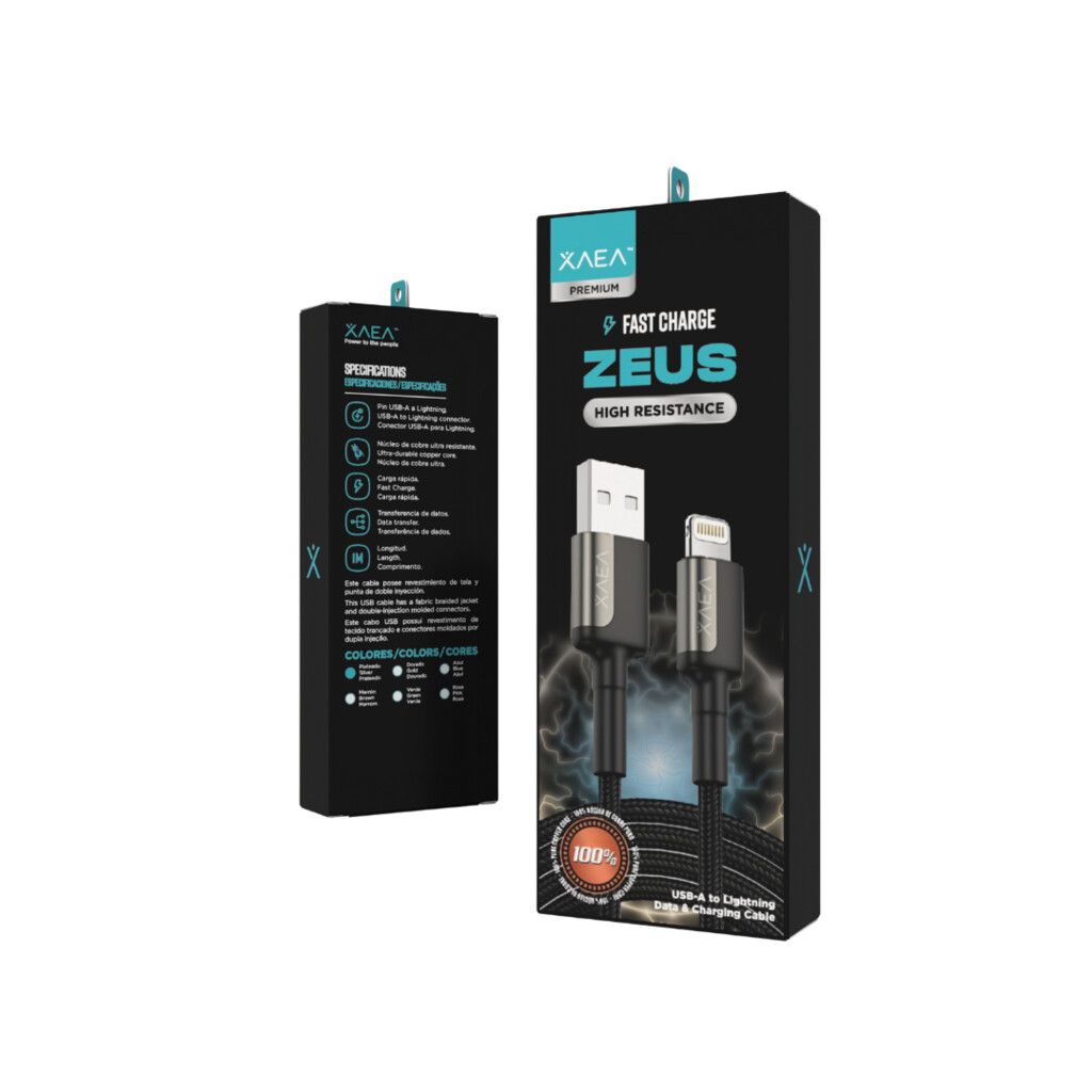 cable usb iphone zeus negro