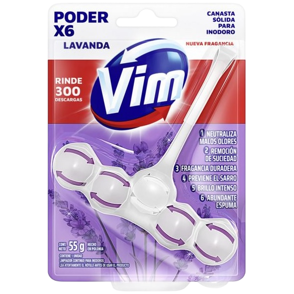 Canasta solida inodoro x6 lavanda Vim