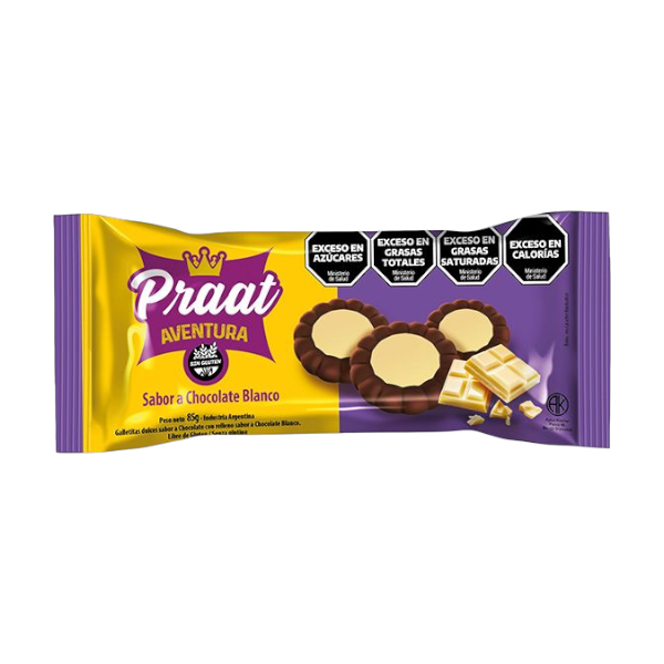 GALLETAS AVENTURA DE CHOCOLATE C/CHOC. BLANCO X 85 GRS PRAAT