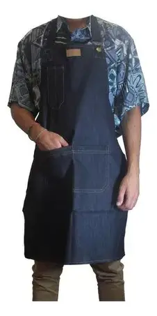 Delantal Azul De Jeans Barberia Con Diseño