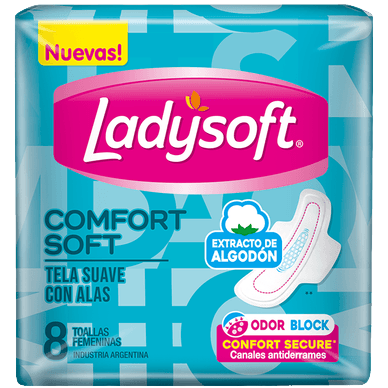 Toallitas femeninas 8u comfort soft c/ alas Ladysoft (54)