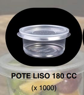 POTE LISO 180CC 1/8 088 (1000U) PLASTICFOOD PP