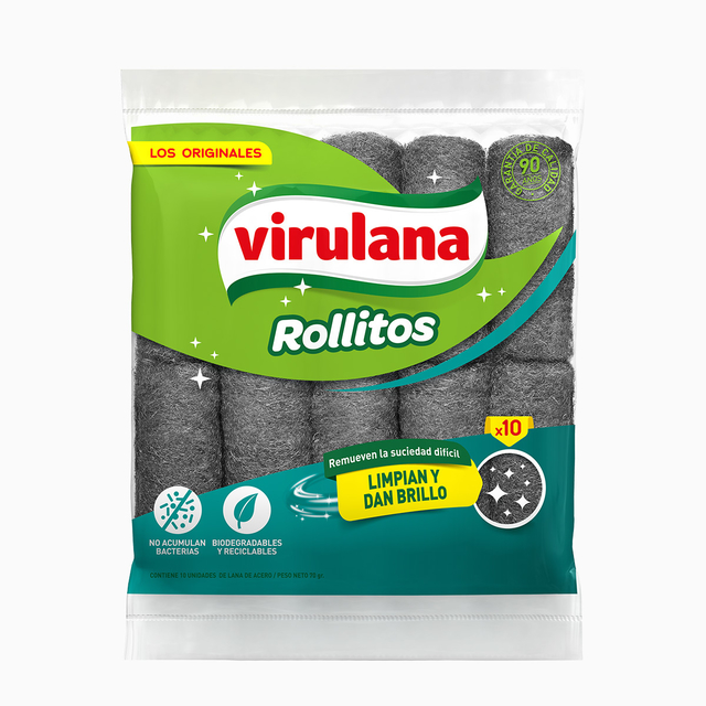ESPONJA ACERO VIRULANA ROLLITOS X10U