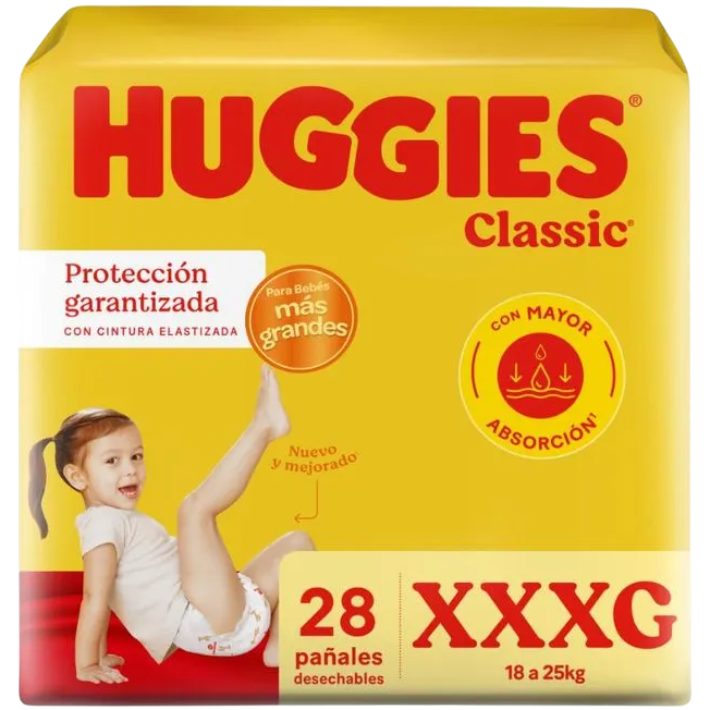 Pañal baby XXXG 28u classic Huggies