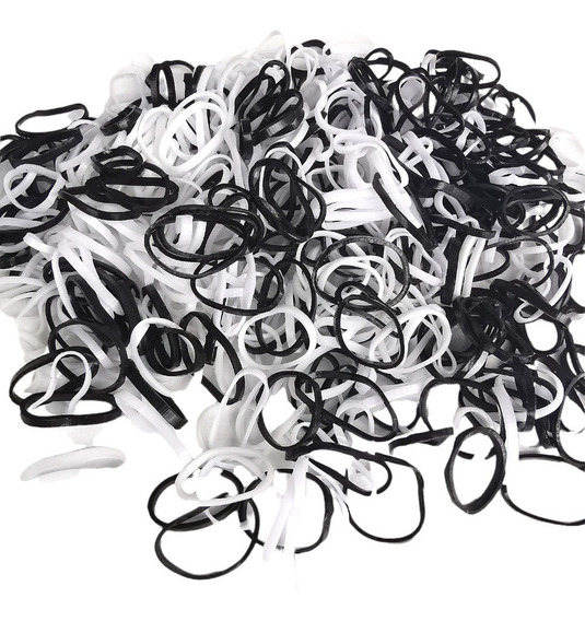 Gomitas Banditas Elasticas Siliconadas Para Pelo Trenzas- blanco y negro