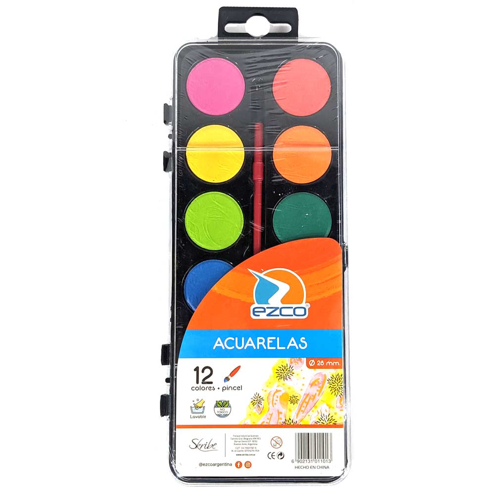 ACUARELA EZCO ESTUCHE X 12 COLORES