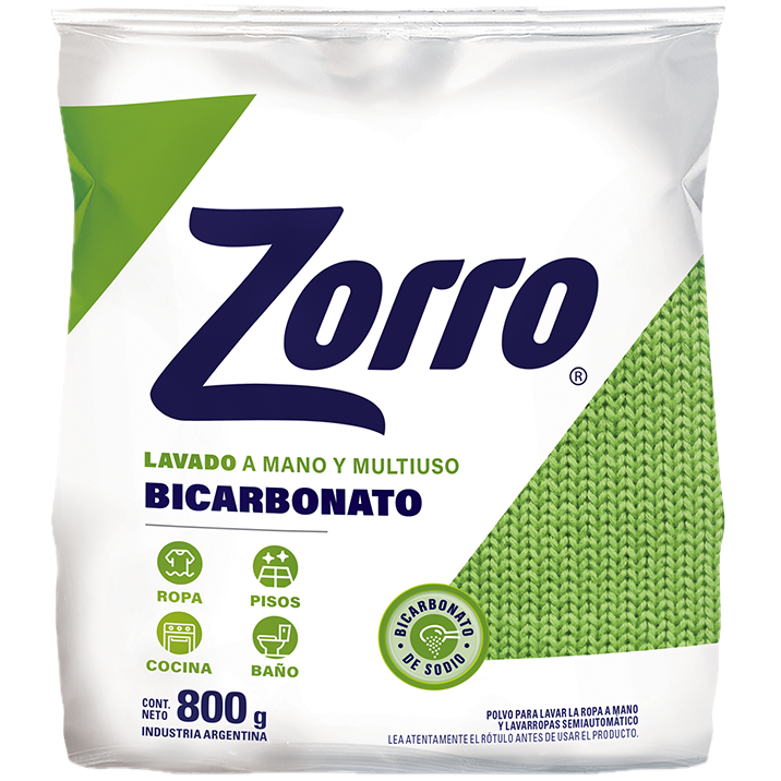 Jabon polvo p/ ropa 800g lavado mano bicarbonato Zorro (20)