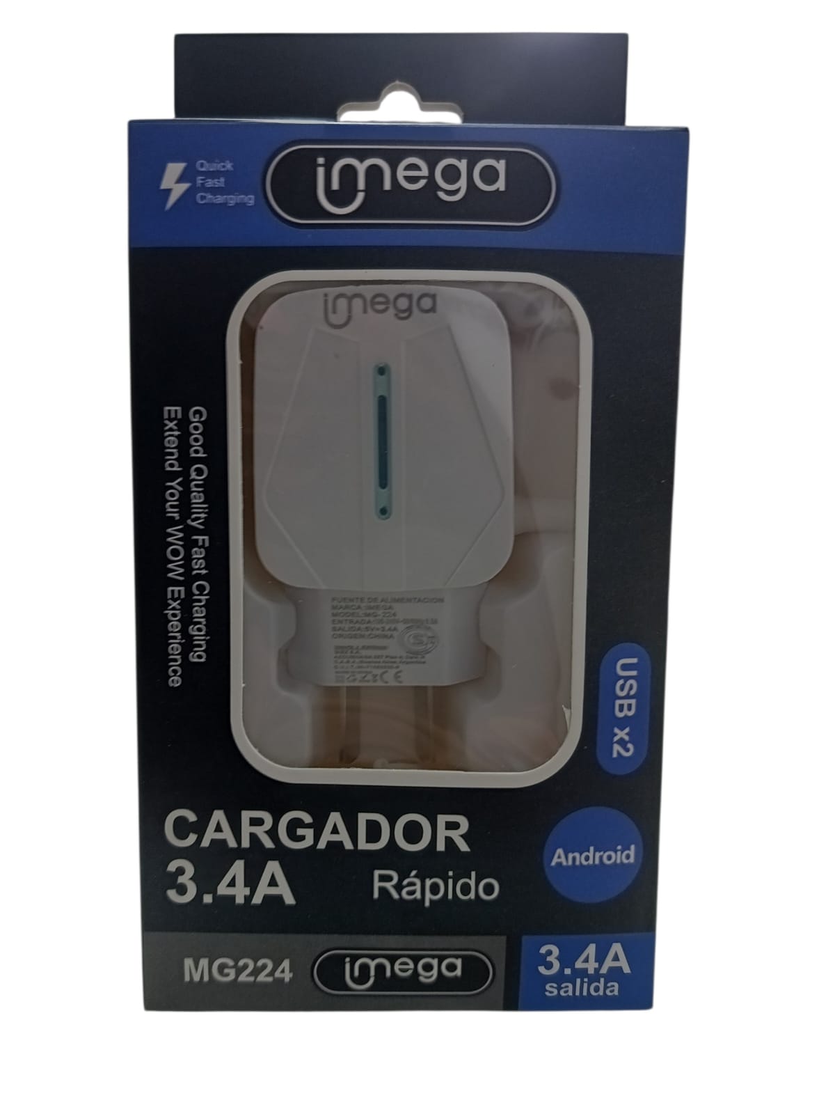 CARGADOR  DOBLE SALIDA USB-V8 3.4A