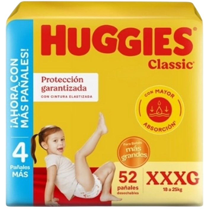 Pañal baby XXXG 52u classic Huggies (2)
