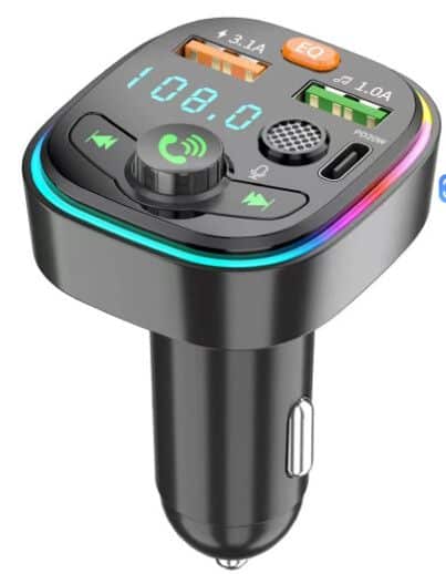 TRANSMISOR FM BLUETOOTH V5.0 CON DISPLAY DE VOLTAJE