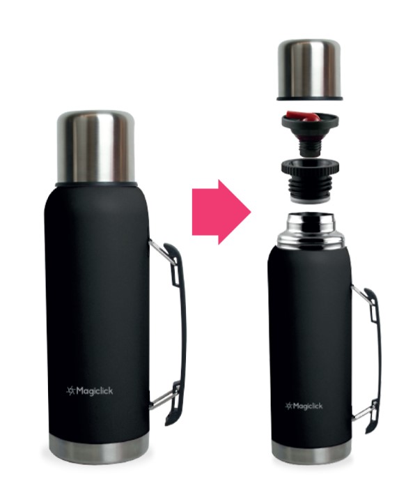 Termo 1 Litro Negro - Manija entera - MAGICLICK