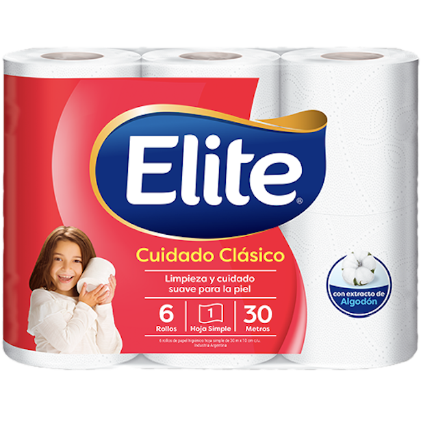 Papel higienico 6x30mts cuidado clasico Elite (10)
