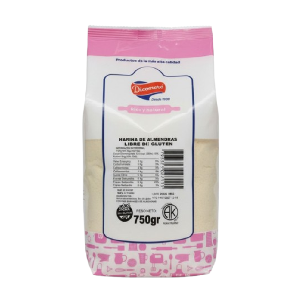 HARINA DE ALMENDRAS S/PIEL X 750 GRS DICOMERE