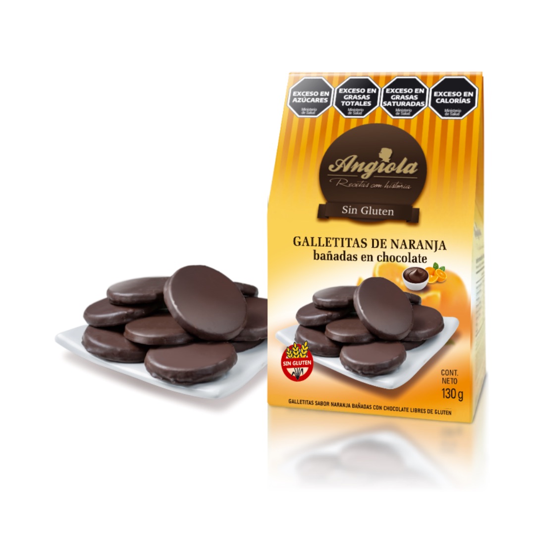 GALLETAS DE NARANJA BAÑADA EN CHOC. X 130G ANGIOLA