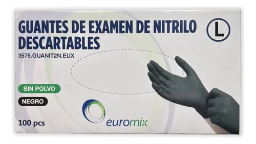 guantes nitrilo negro euromix talle L