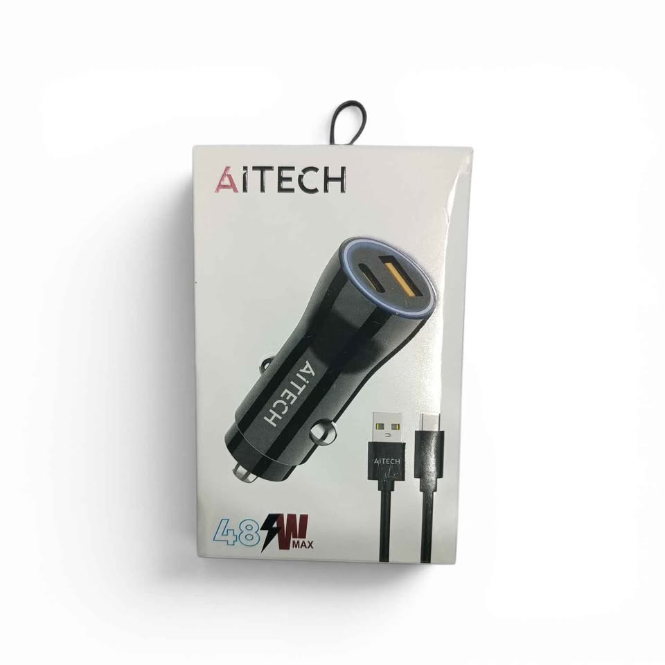 CARGADOR P/AUTO AITECH USB A / USB C 48W +CABLE TIPO C
