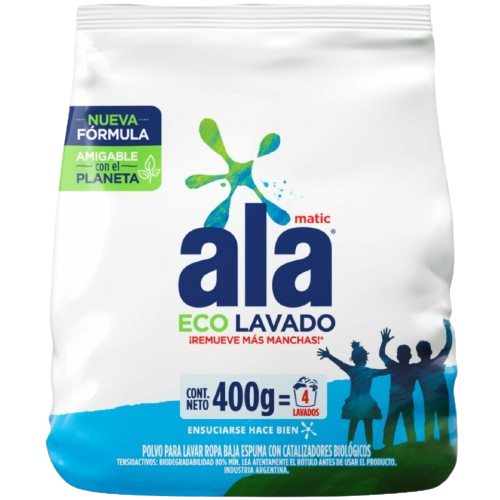 Jabon polvo p/ ropa 400g matic eco lavado Ala (24)