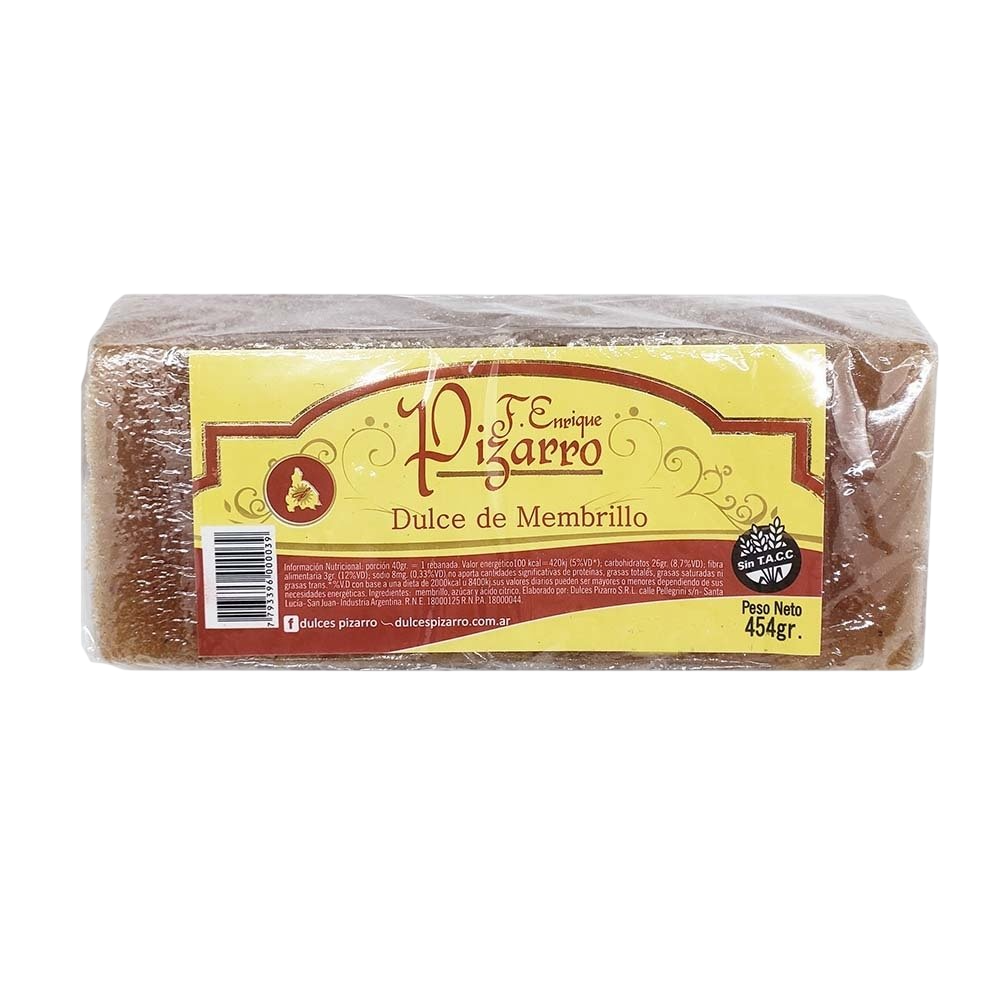 LINGOTE DE MEMBRILLO S/AZUCAR X 454 GRS