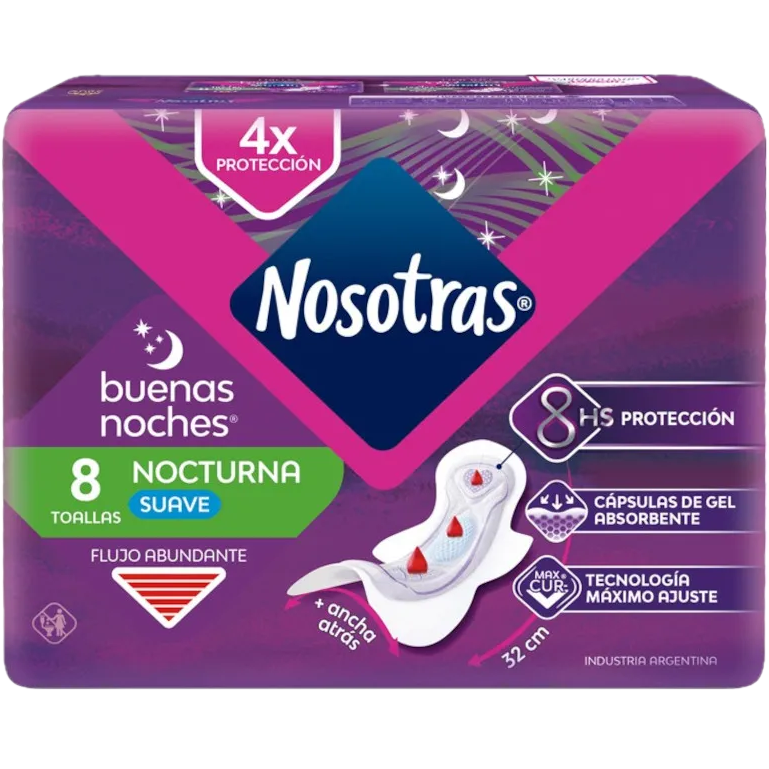 Toallitas femeninas 8u nocturnas Nosotras