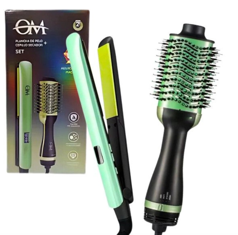 Peine-Cepillo Secador + Planchita con Aguacate - OM