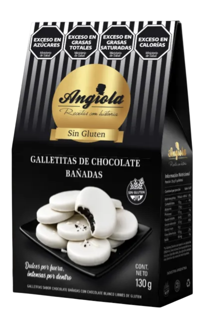 GALLETAS DE CHOCOLATE BAÑADA EN CHOC. BLANCO X 130G ANGIOLA