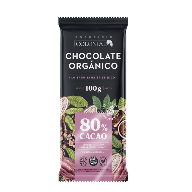 CHOCOLATE 80% X 100 GR. ORGANICO COLONIAL
