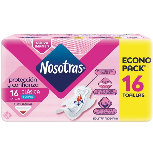 Toallitas femeninas 16u clasica suave c/ alas Nosotras (15)