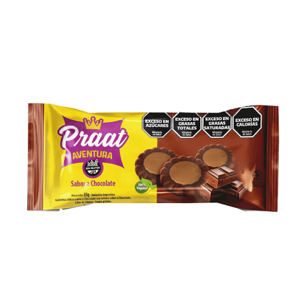 GALLETAS AVENTURA DE CHOCOLATE C/CHOCOLATE X 85 GRS PRAAT