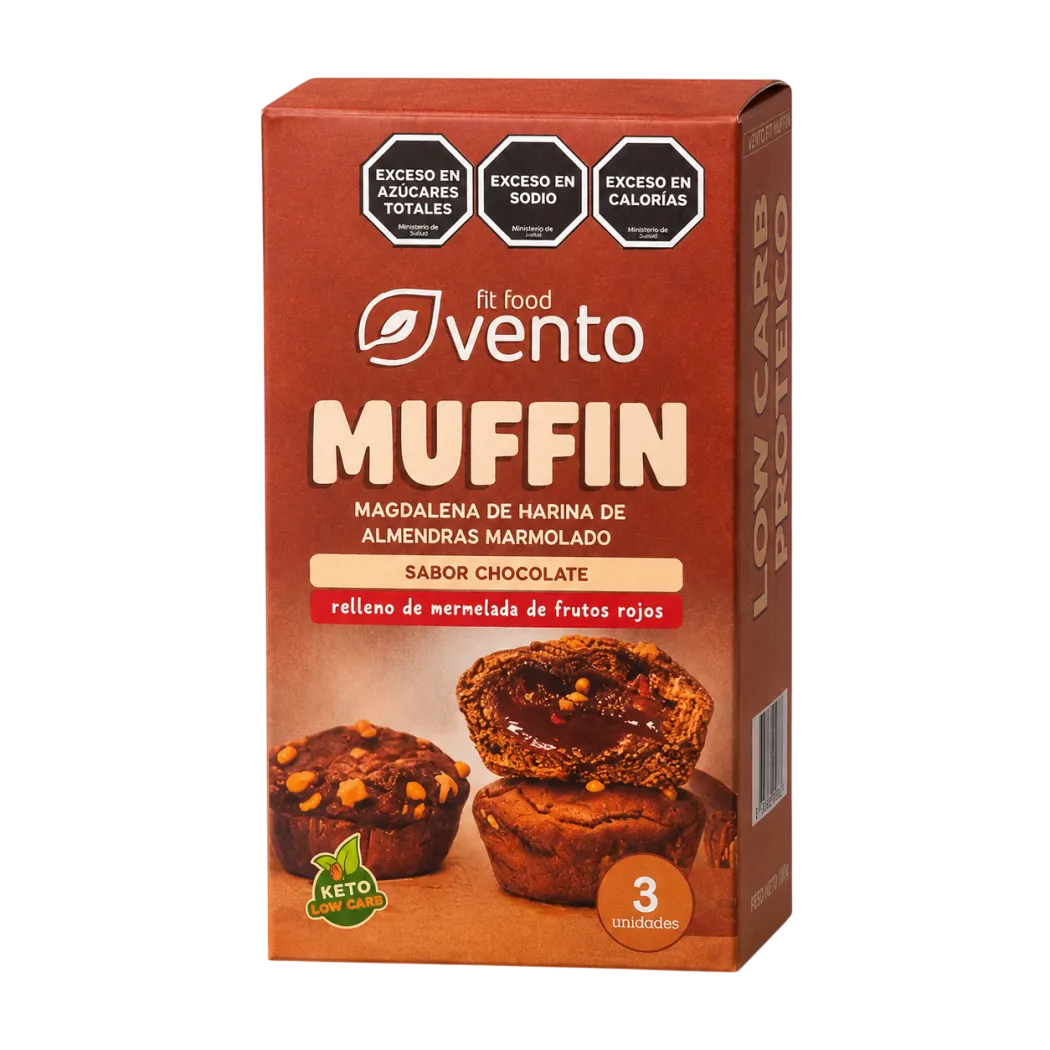 MUFFIN CHOCOLATE Y F. ROJOS KETO x 3u VENTO FIT