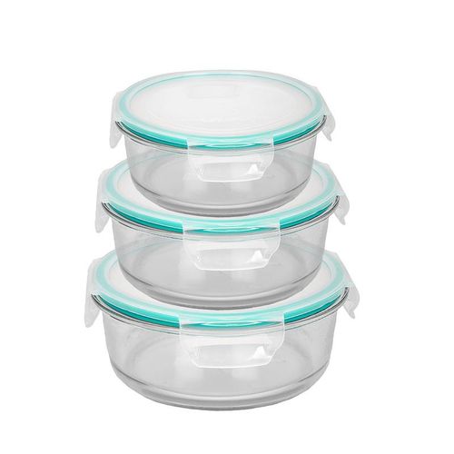 Tupper x 3 Hermetico de Vidrio Redondo