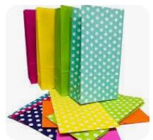 bolsa papel fantasia 10u colores 12.5 ancho x 7 fuelle x 24 alto