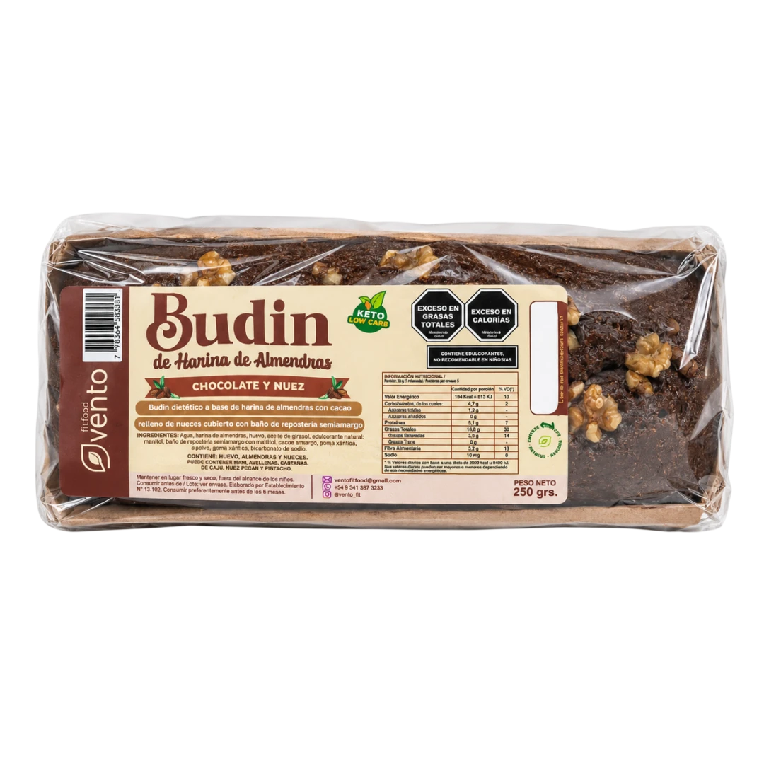 BUDIN DE CACAO Y NUEZ F KETO x 250g VENTO FIT