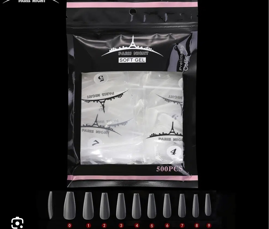 TIPS SOFT GEL COFFIN PRELIMADO X 500US