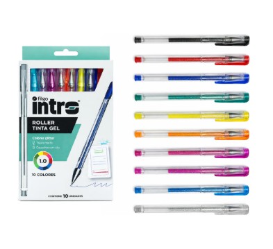 ROLLER GEL GLITTER INTRO X 10 SURTIDO
