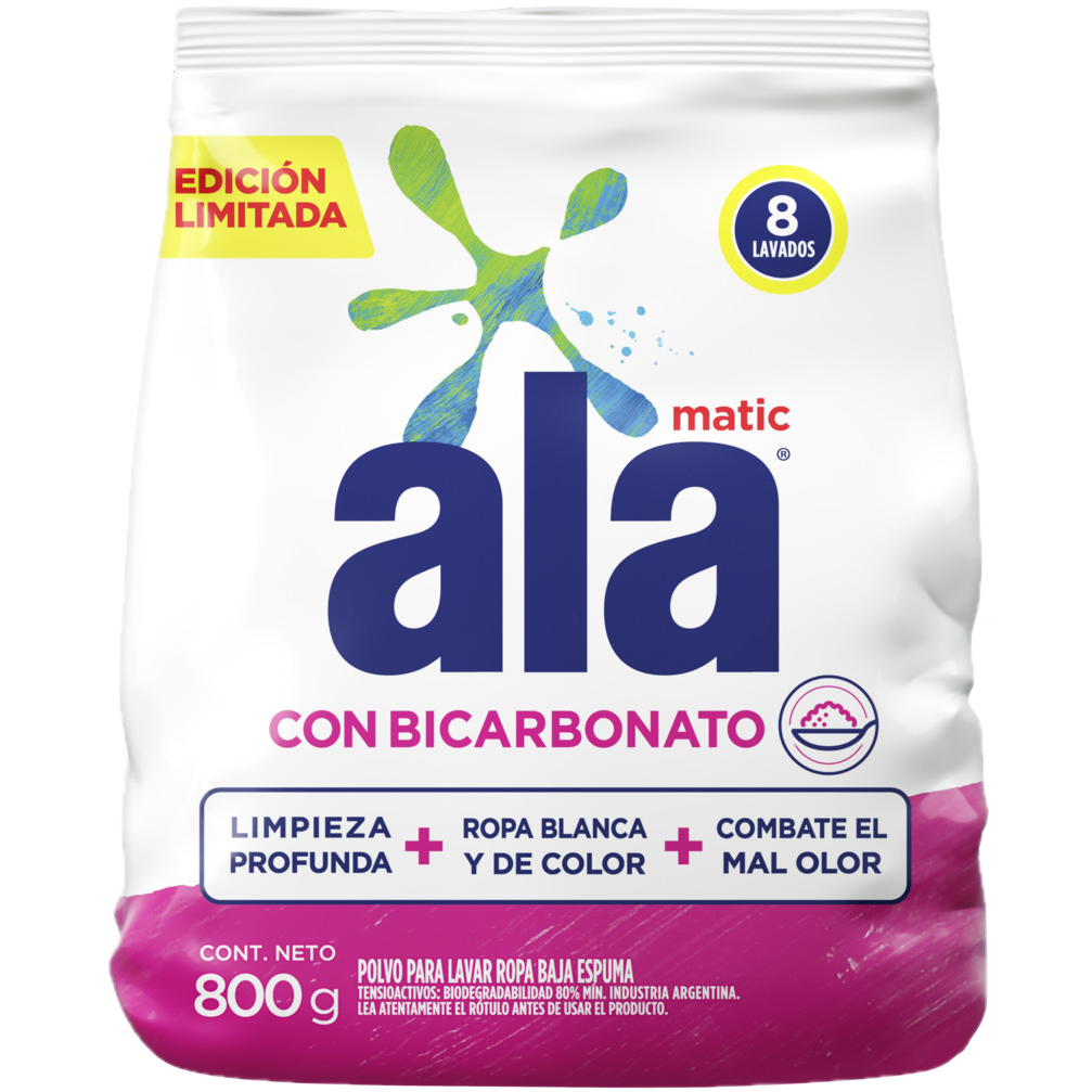 Jabon polvo p/ ropa 800g matic bicarbonato Ala (24)