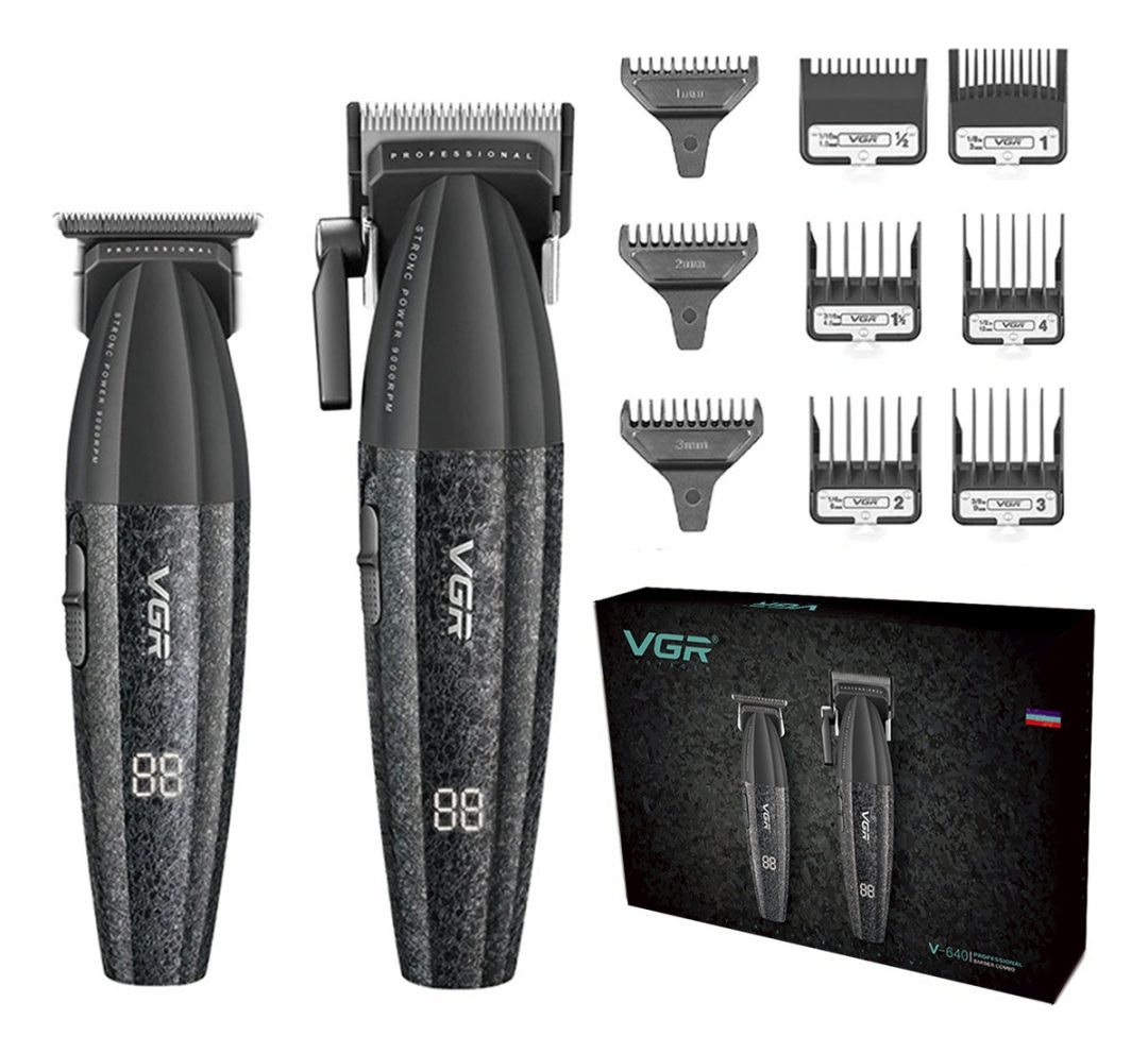 Kit Máquina Barbería Pro Clipper Trimmer VGR V-640 9000 Rpm