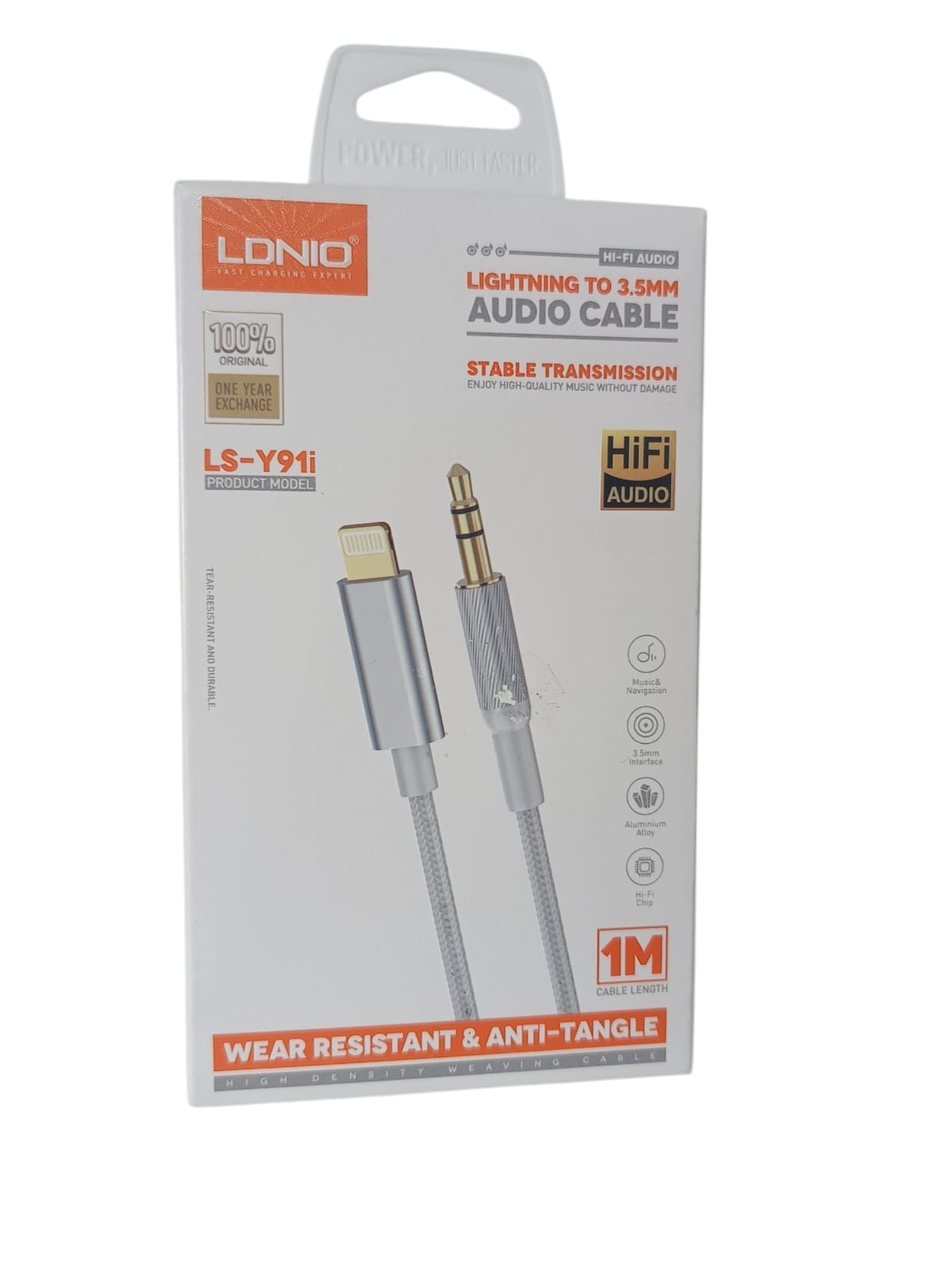 ADAPTADOR DE AUDIO LDNIO LSY91I LIGHTNING A 3.5MM 1M