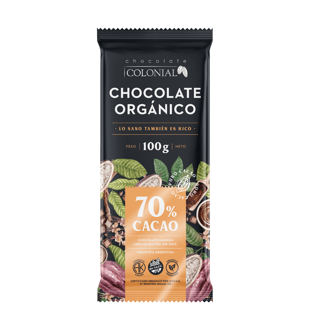 CHOCOLATE 70% X 100 GR ORG. COLONIAL