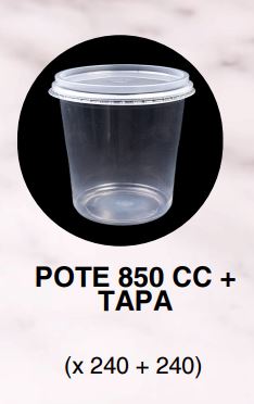 POTE 850CC + TAPA 118 PLASTICFOOD (240+240) 1KG PP